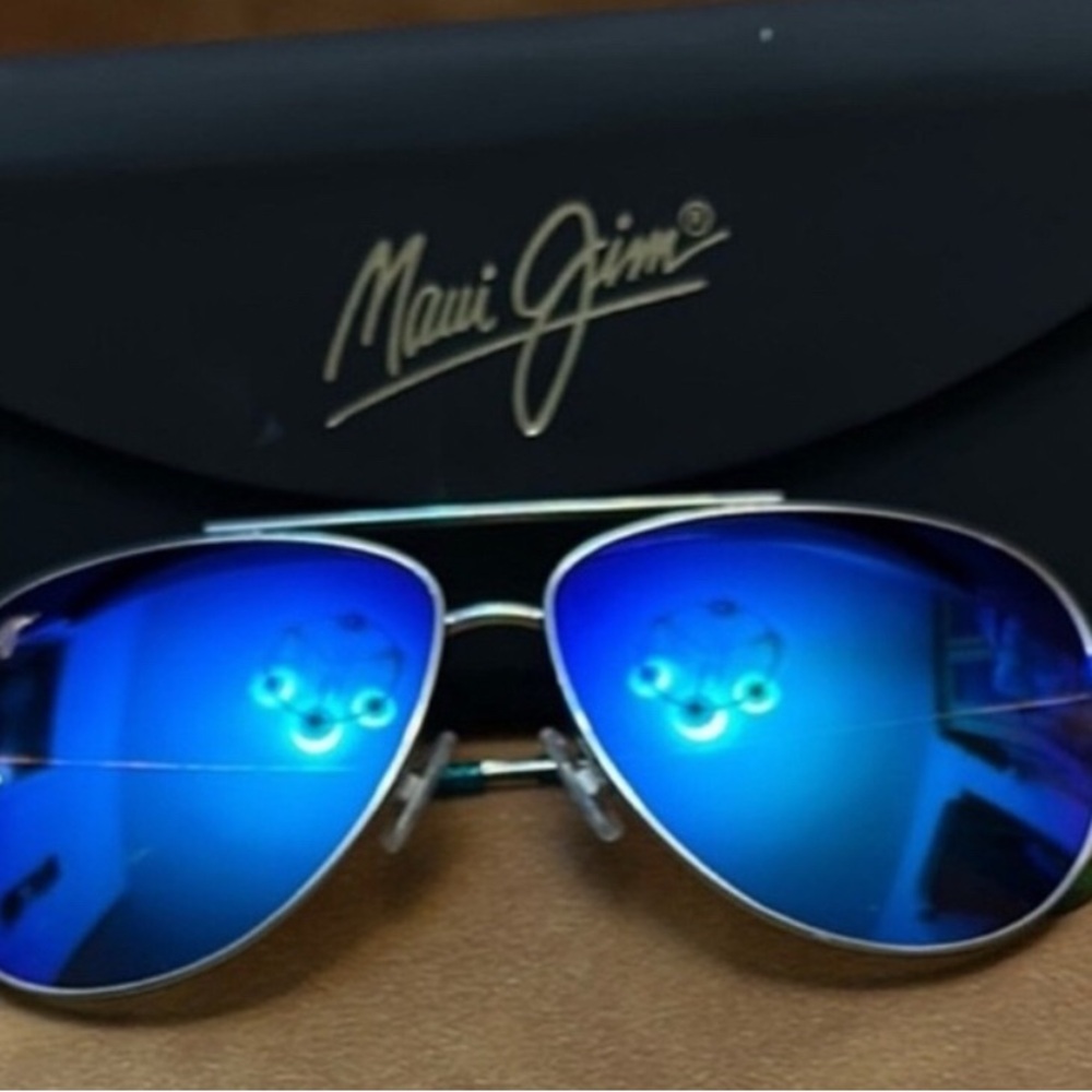 New Maui Jim Reflective Blue Aviator Sunglasses